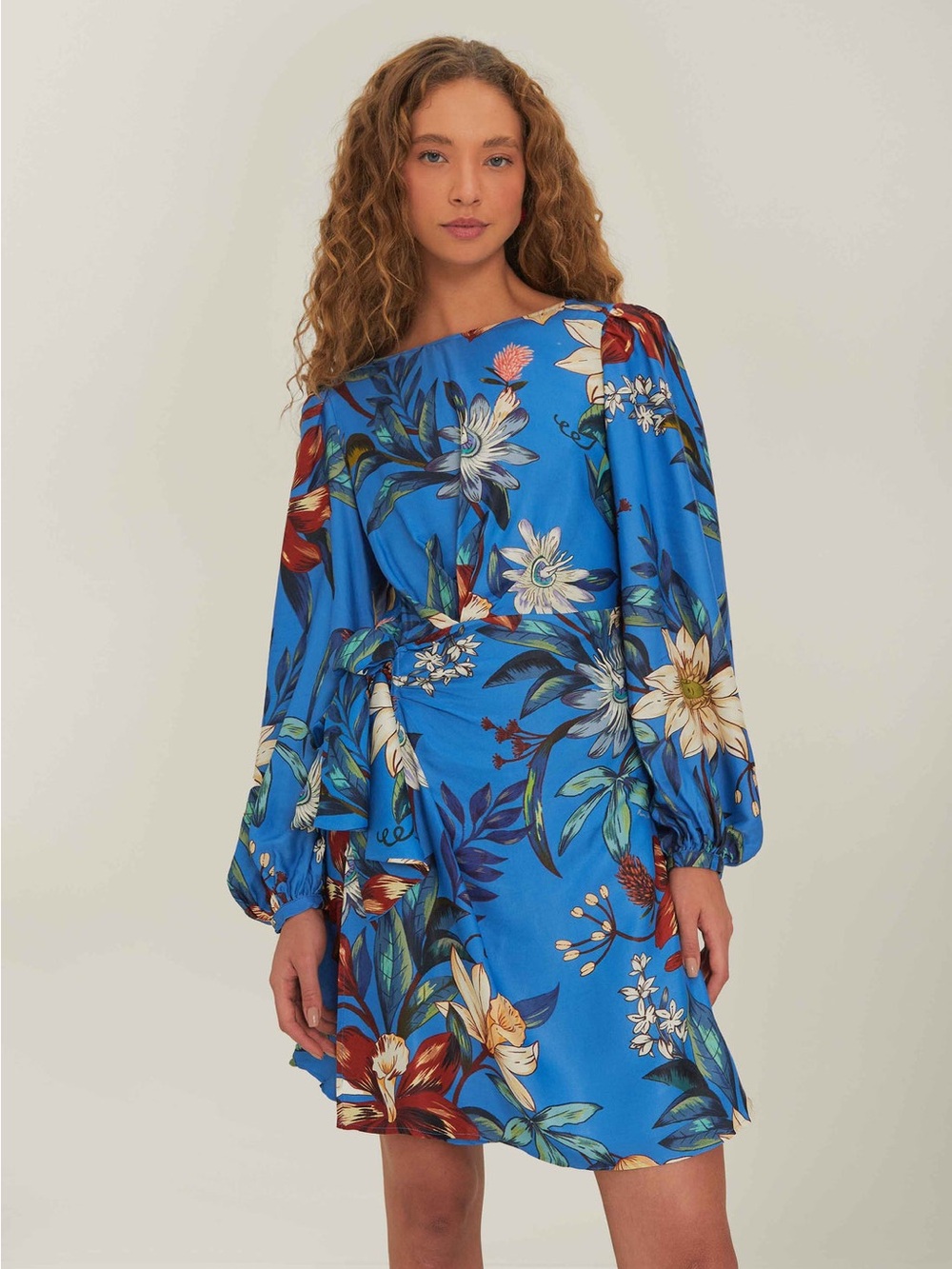 FARM Rio Blue Surreal Flowers Wrap Mini Dress • msrp $270
